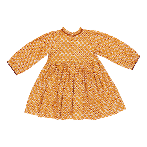 Girls Charlie Dress - Inca Gold Tear Drop - Pink Chicken