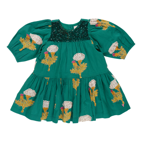 Girls Fiona Dress - Emerald Marigold - Pink Chicken