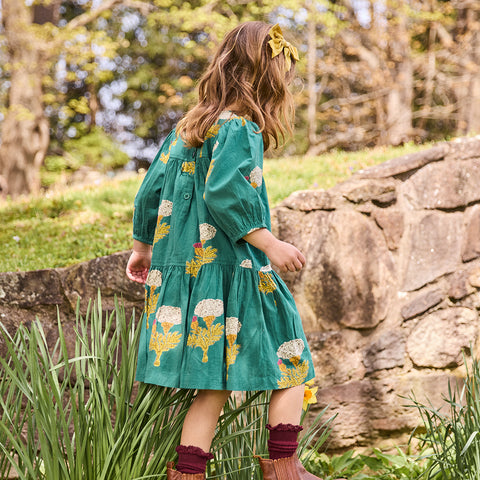 Girls Fiona Dress - Emerald Marigold - Pink Chicken