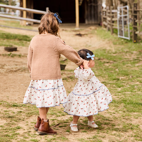 Girls Julia Dress - Tiny Horses - Pink Chicken