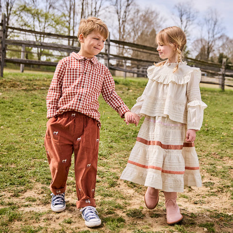 Boys Corduroy Jackson Pant - Dog Embroidery