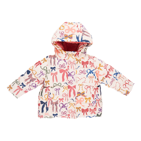 Girls Pete Puffer - Bows On Bows Pink - Pink Chicken