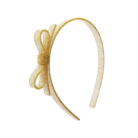 Glitter Gold Thin Bow Headband - Lilies & Roses NY