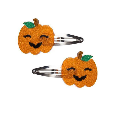 Glitter Pumpkins Halloween Snap Hair Clips - Lilies & Roses NY