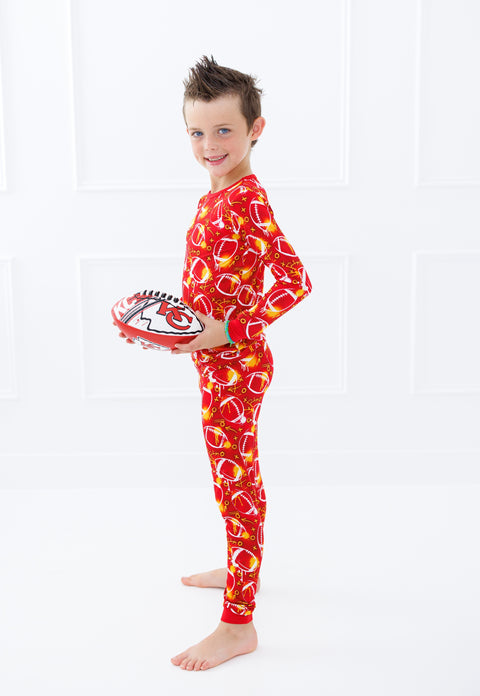 Graffiti Football 2-Piece Pajamas (Red/Yellow/Gold) - Birdie Bean