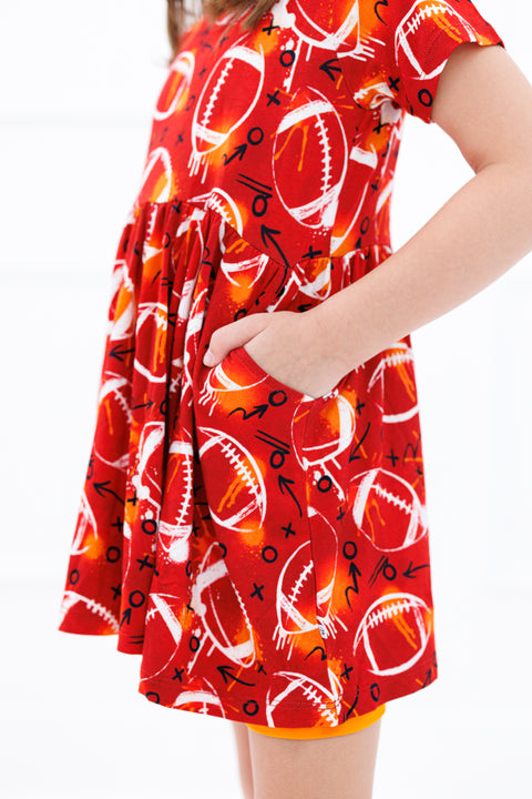 Graffiti Football Peplum Set (Red/Orange) - Birdie Bean