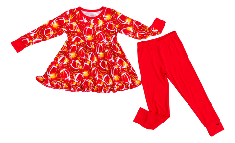 Graffiti Football Peplum Set (Red/Yellow/Gold) - Birdie Bean