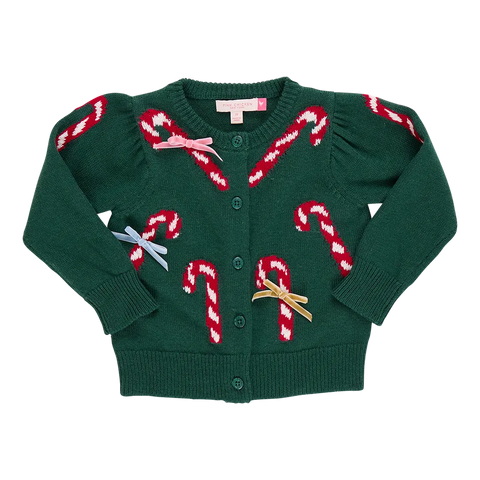 Green Candy Cane Bows Baby Girls Constance Sweater - Pink Chicken