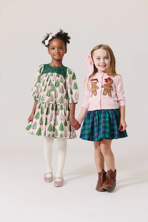 Green Tartan Girls Gianna Skirt - Pink Chicken