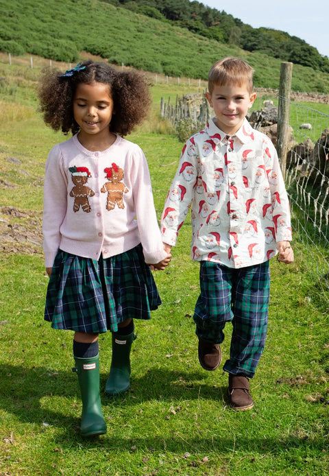 Green Tartan Girls Gianna Skirt - Pink Chicken