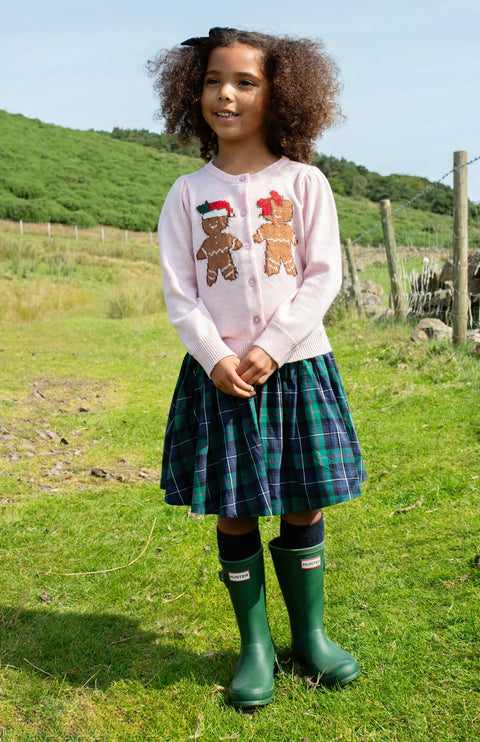 Green Tartan Girls Gianna Skirt - Pink Chicken