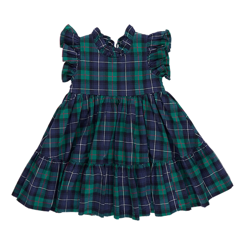 Green Tartan Girls Jennifer Dress - Pink Chicken