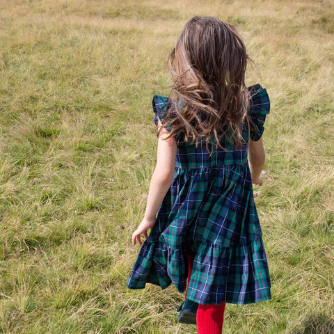 Green Tartan Girls Jennifer Dress - Pink Chicken