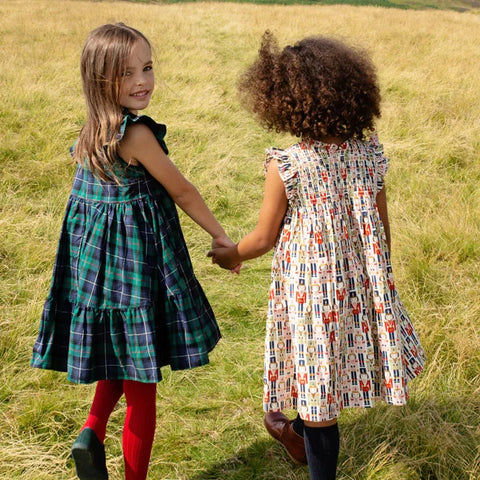 Green Tartan Girls Jennifer Dress - Pink Chicken