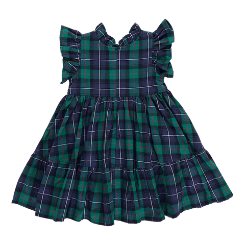 Green Tartan Girls Jennifer Dress - Pink Chicken