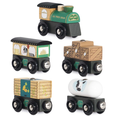 Green Train & Wagons Wooden Toys - Le Toy Van