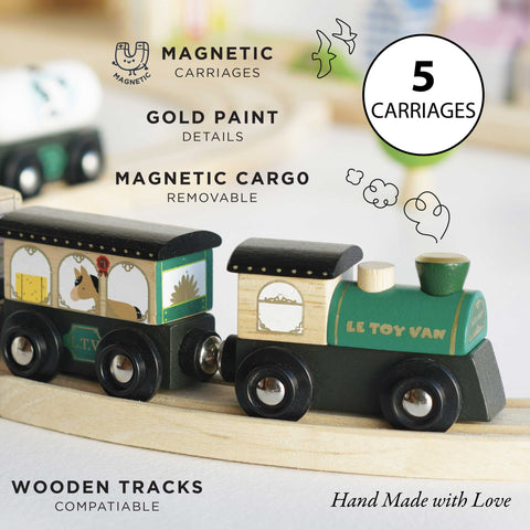 Green Train & Wagons Wooden Toys - Le Toy Van