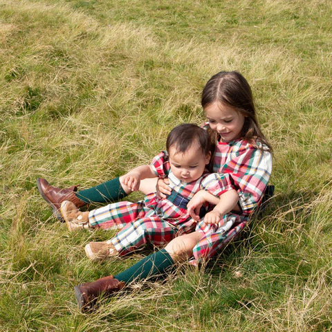 Holiday Tartan Baby Girls Ruby Jumper - Pink Chicken