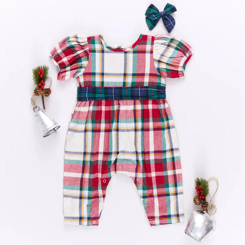 Holiday Tartan Baby Girls Ruby Jumper - Pink Chicken