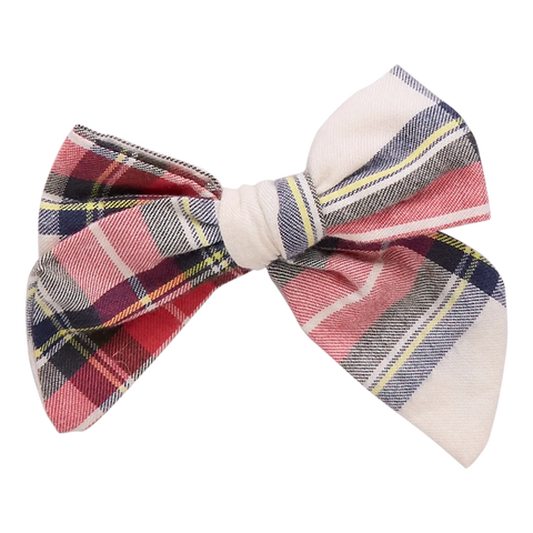 Holiday Tartan Girls Bow - Pink Chicken