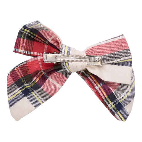 Holiday Tartan Girls Bow - Pink Chicken