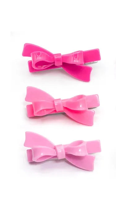 Hot Pink Bow Hair Clips