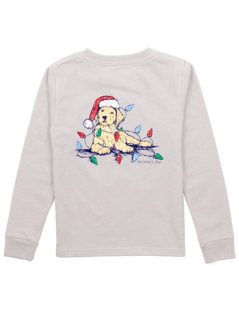 Ice Grey Santa Paws Long Sleeve Boys Shirt - Properly Tied