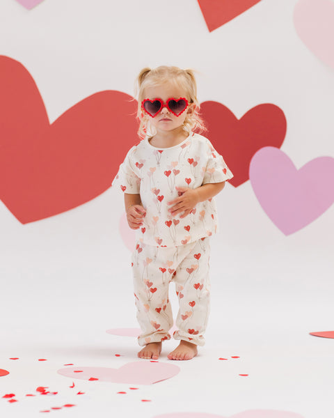 Jersey Tee + Pant Set || Heart Balloons - Quincy Mae