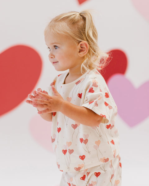 Jersey Tee + Pant Set || Heart Balloons - Quincy Mae