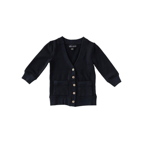 Jet Black Kids Cardigan - Molly and Max