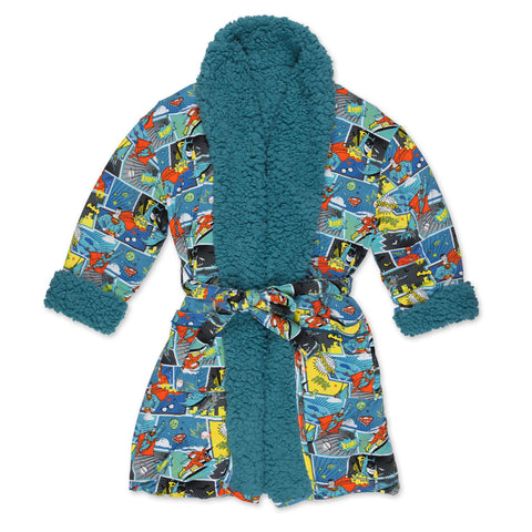 Justice League Heroes Kids Bamboo Sherpa Robe - Bellabu Bear