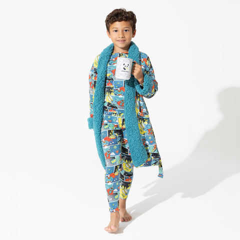 Justice League Heroes Kids Bamboo Sherpa Robe - Bellabu Bear