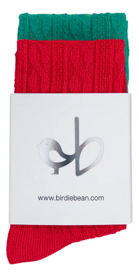 Knee High Socks Set (Red & Green) - Birdie Bean