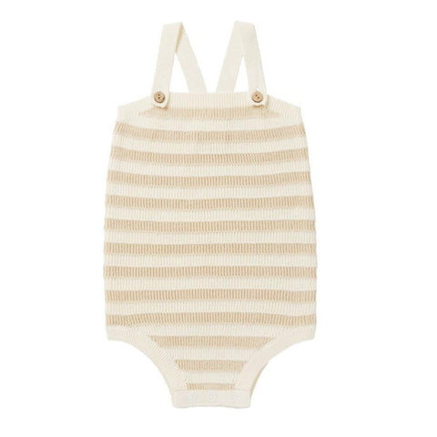 Knit Baby Romper | Sand Stripe - Rylee + Cru