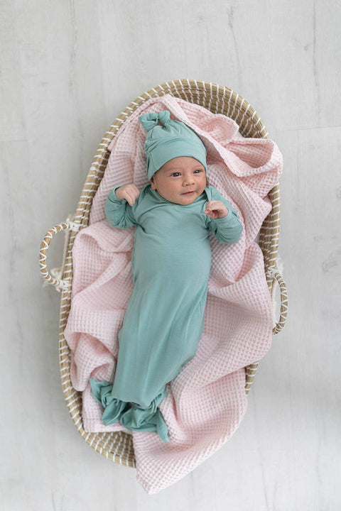 Knotted Baby Gown & Hat Set - Camel - Stroller Society