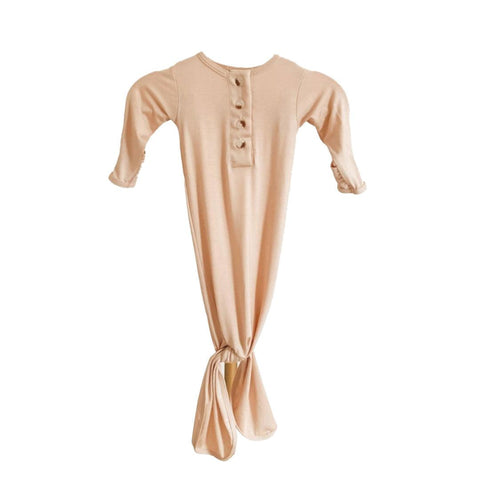 Knotted Baby Gown and Hat Set - Sand - Stroller Society