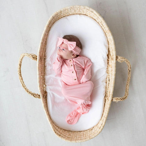 Knotted Gown, Hat & Headband Set - Pink - Stroller Society