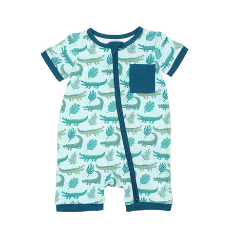 Later Alligator Bamboo Shorty Romper - Emerson and Friends