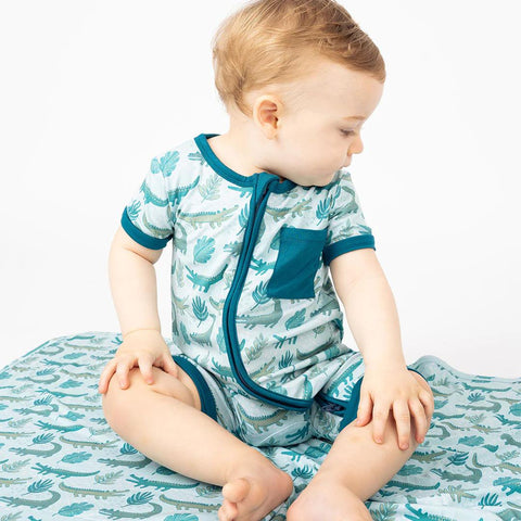 Later Alligator Bamboo Shorty Romper - Emerson and Friends