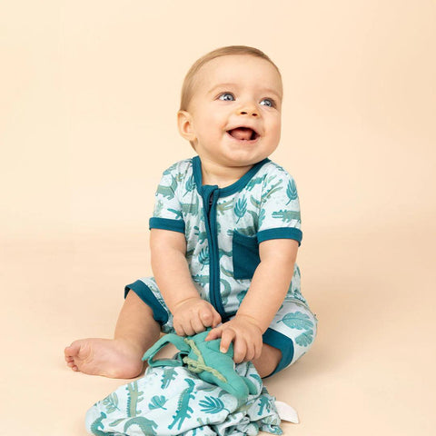 Later Alligator Bamboo Shorty Romper - Emerson and Friends