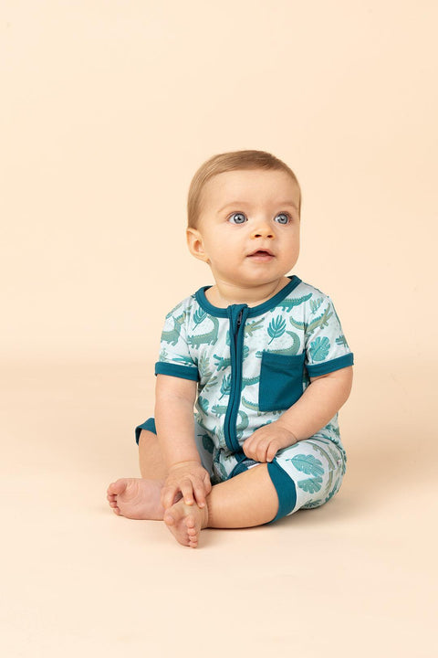 Later Alligator Bamboo Shorty Romper - Emerson and Friends