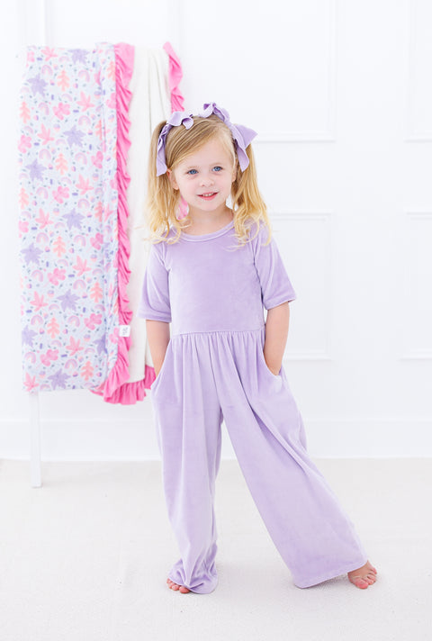 Lavender Velvet Jumpsuit - Birdie Bean