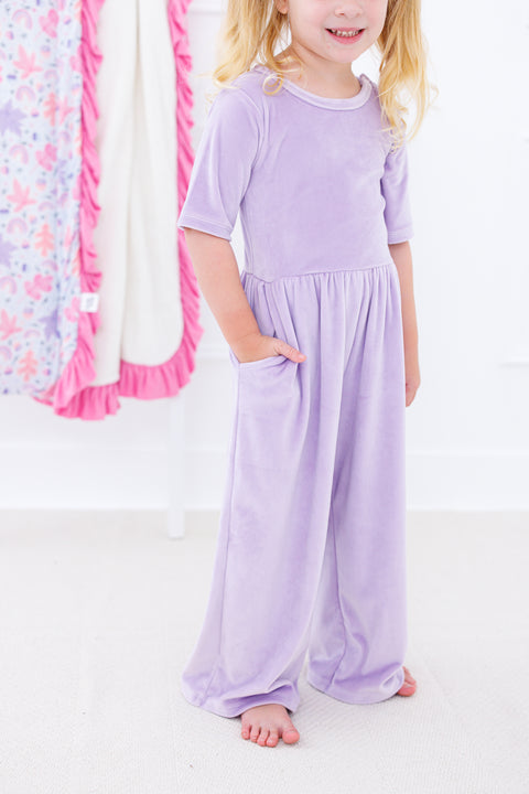 Lavender Velvet Jumpsuit - Birdie Bean