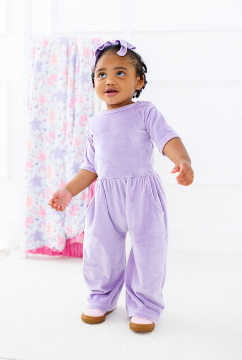 Lavender Velvet Jumpsuit - Birdie Bean