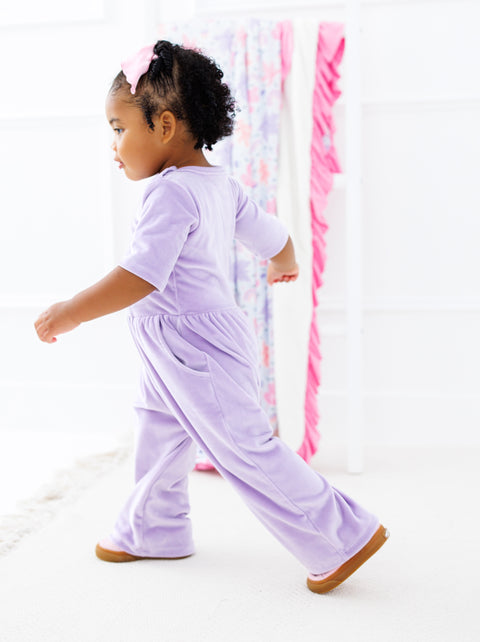 Lavender Velvet Jumpsuit - Birdie Bean