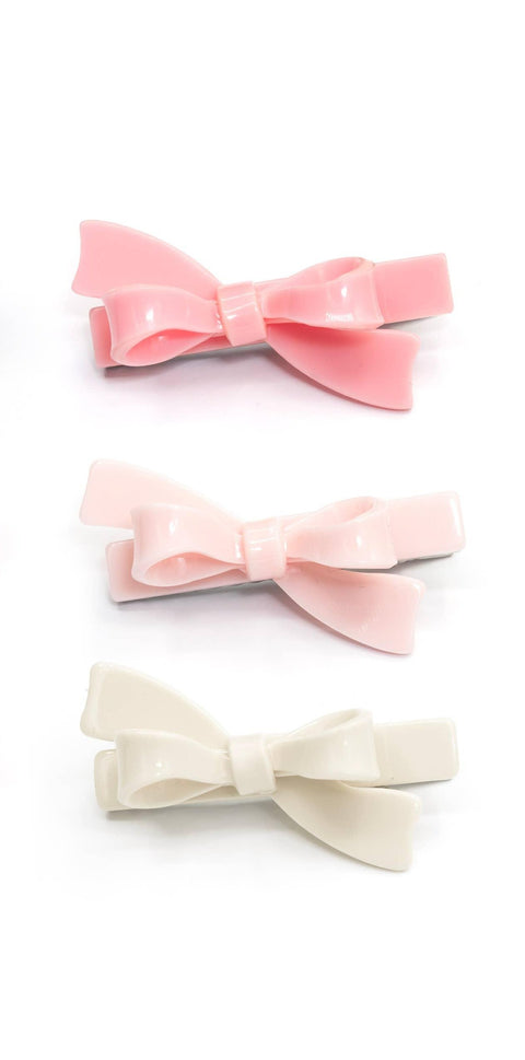 Light Pink Bow Hair Clips - Lilies & Roses NY