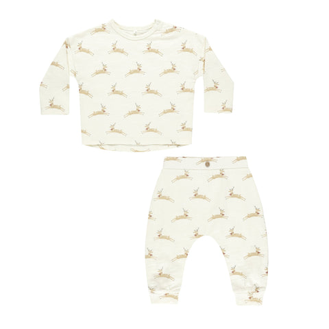 Long Sleeve Tee + Pant Set | Reindeer - Rylee + Cru