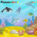 Marine Animal Figures Magnetic Building Tile Set (8 Pieces) - Picasso Tiles