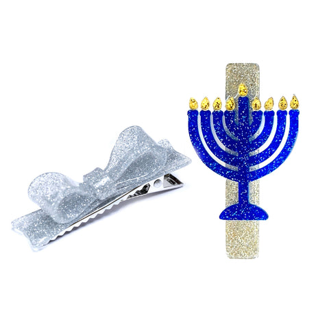 Menorah Hannukah Hair Clips - Lilies & Roses NY