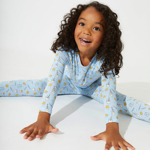 Milk and Cookies Bamboo PJ Set - Blue - Bellabu Bear